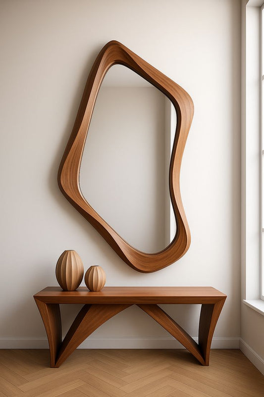 طقم دكور خشبي فاخر مرآة زائد طاولة فنية