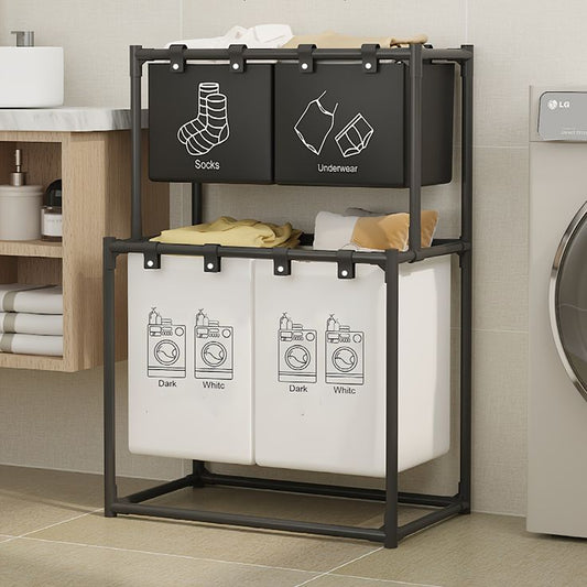 سلة غسيل مقسمة الى أربع أجزاء